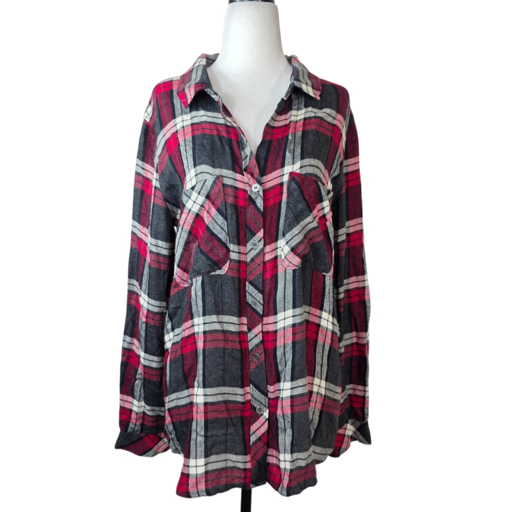 Bella Dahl Red and Black Checkered button down shirt